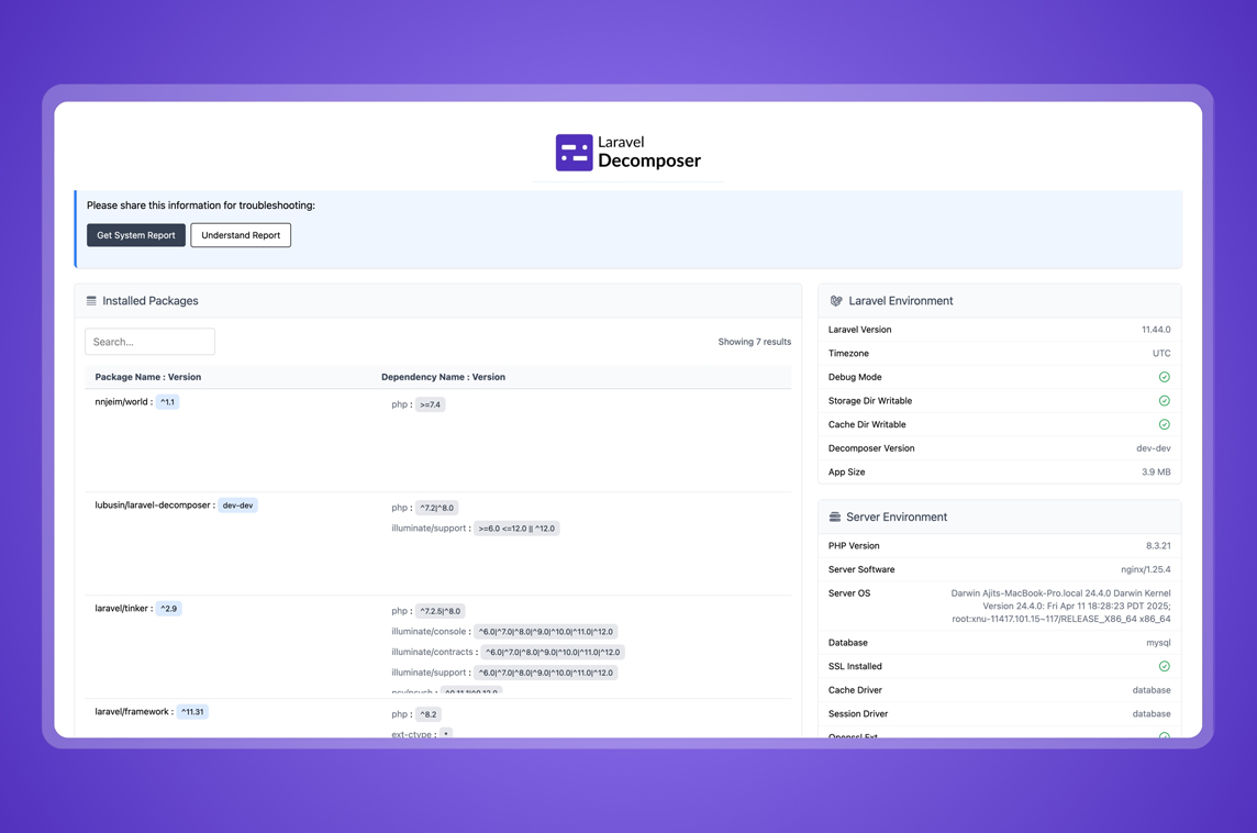 Laravel Decomposer