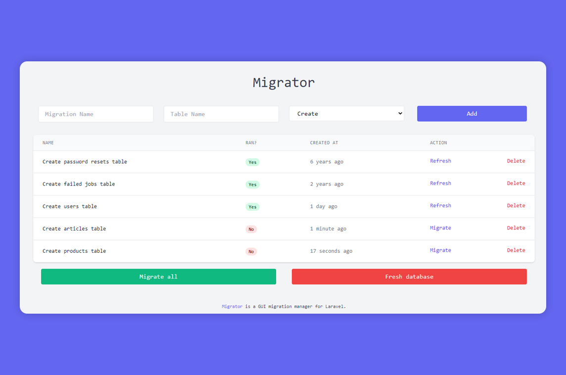 Laravel Migrator