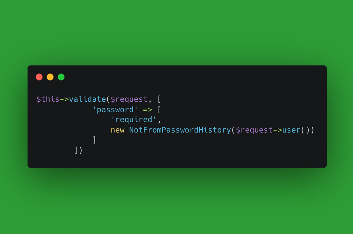 Laravel Password History Validation