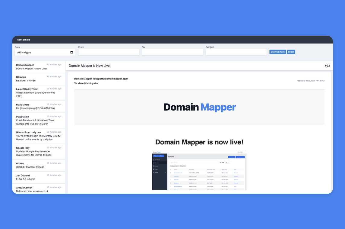 Laravel Sent Emails
