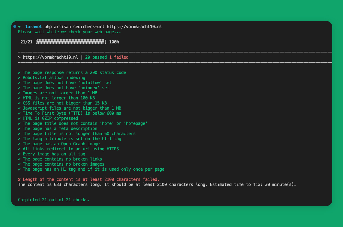 Laravel SEO Scanner