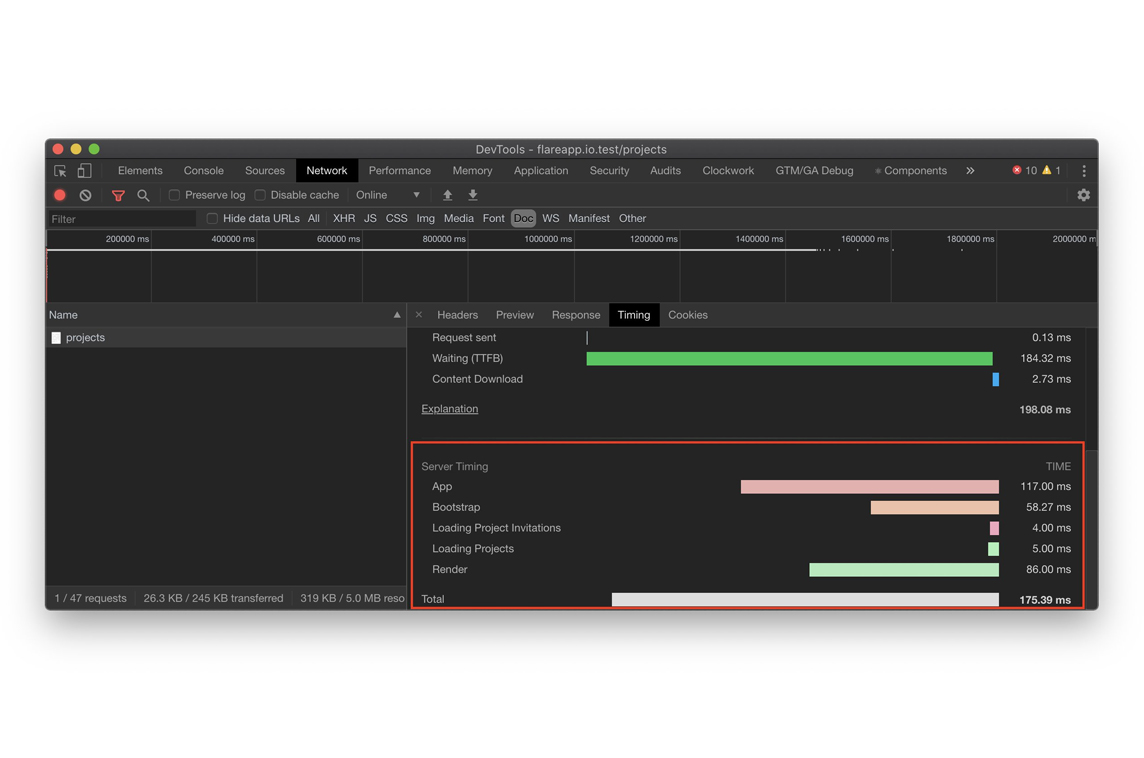 Laravel Server Timing