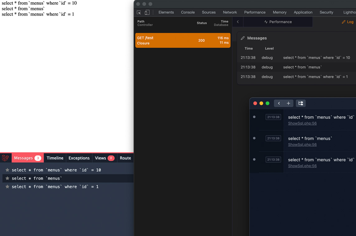 Laravel ShowSQL