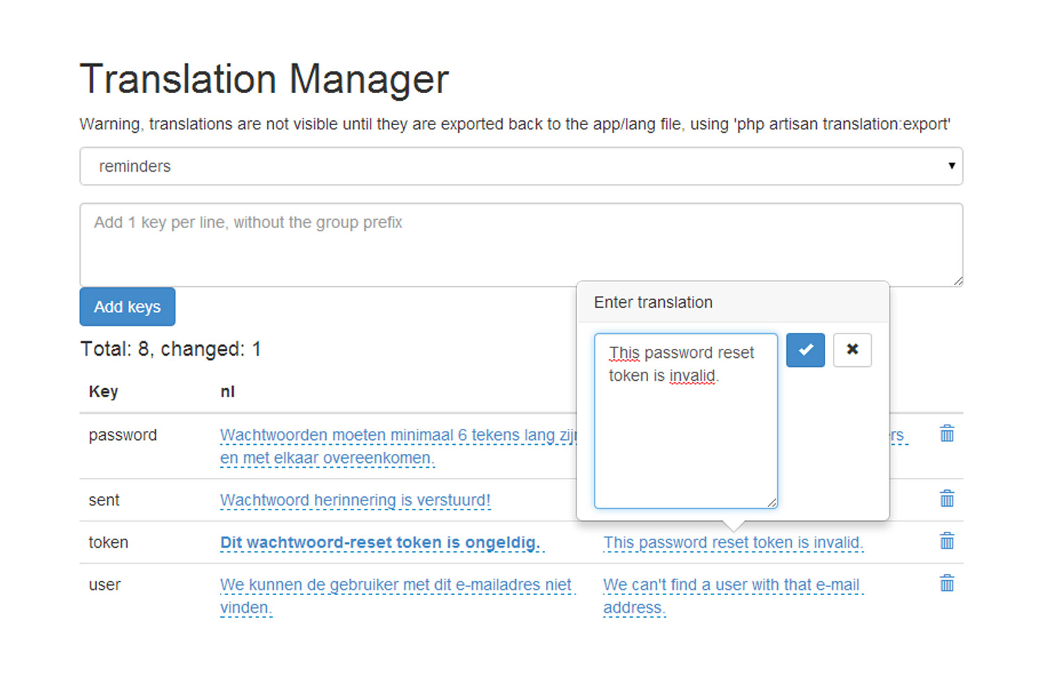 Laravel Translation Manager