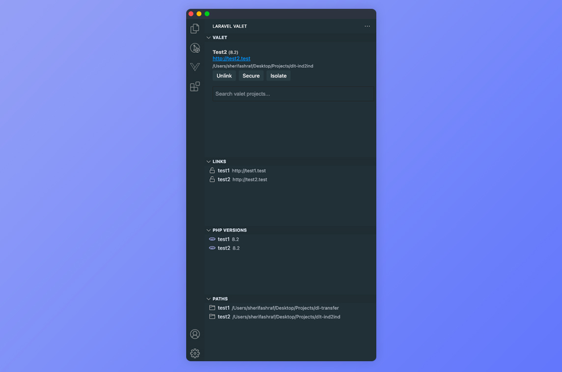 Laravel Valet for VSCode