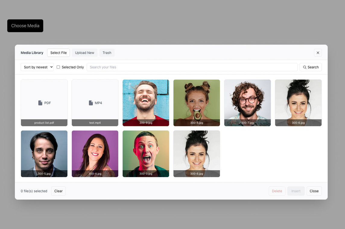 Livewire Media Selector