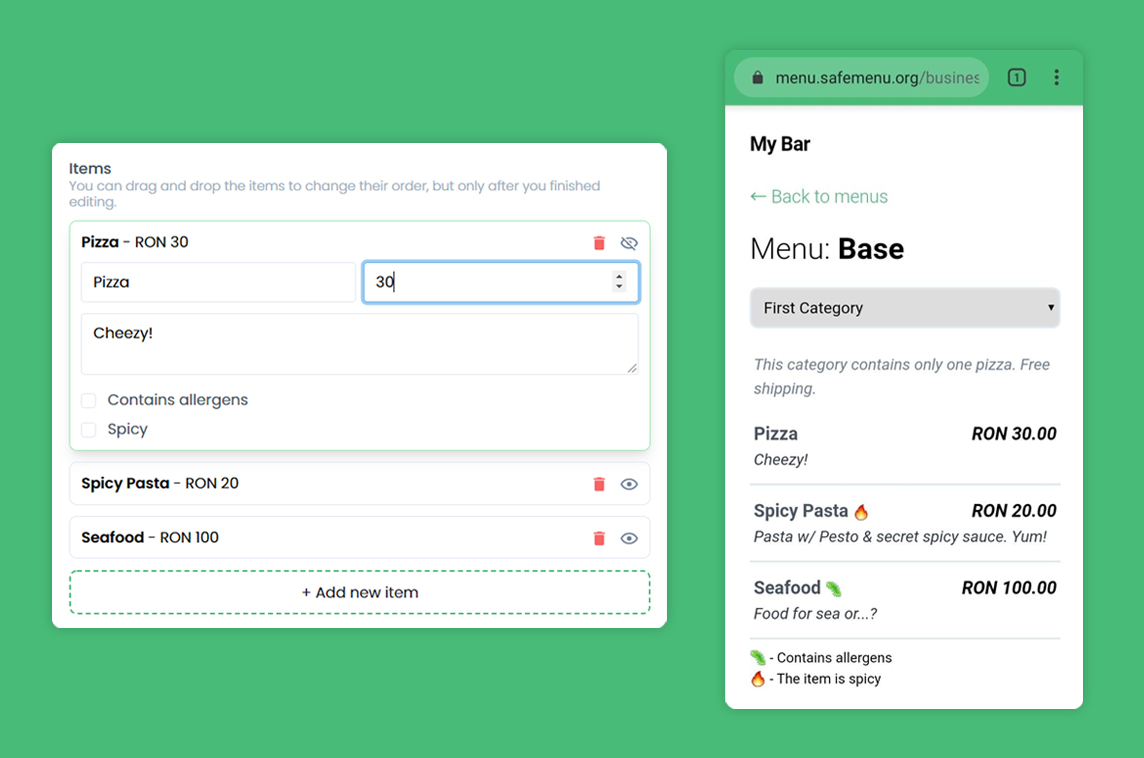 Safe Menu+