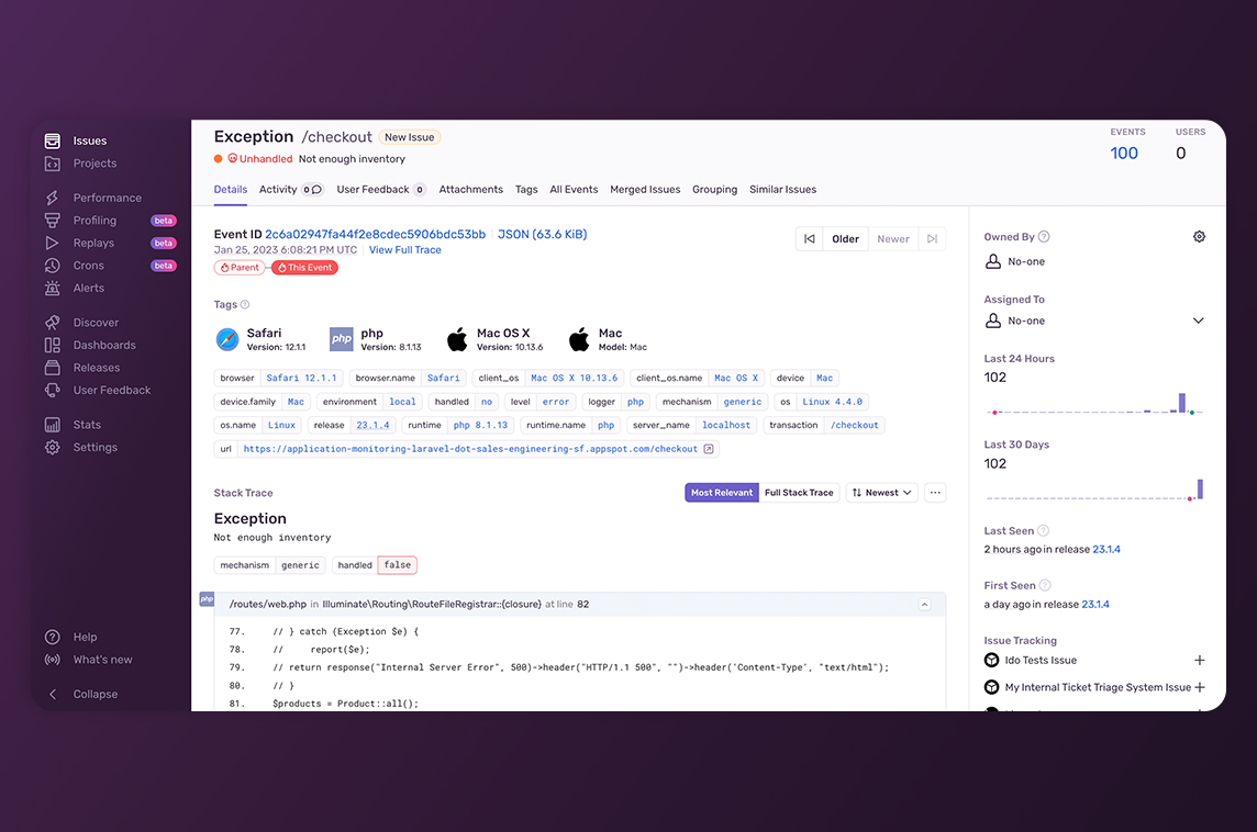 Sentry for Laravel