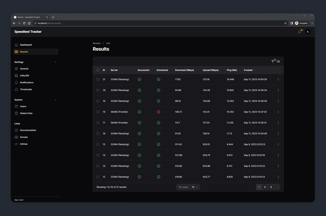 Speedtest Tracker