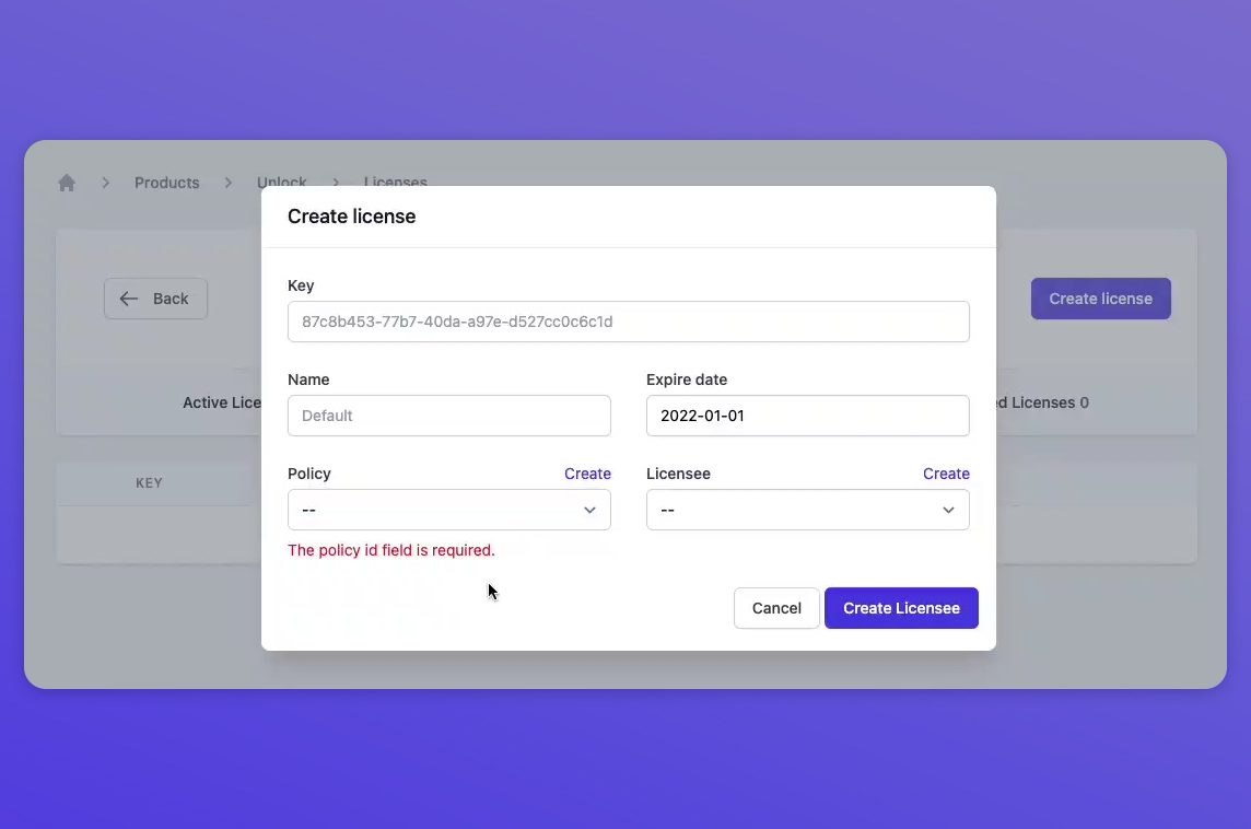 Wire Elements Modal
