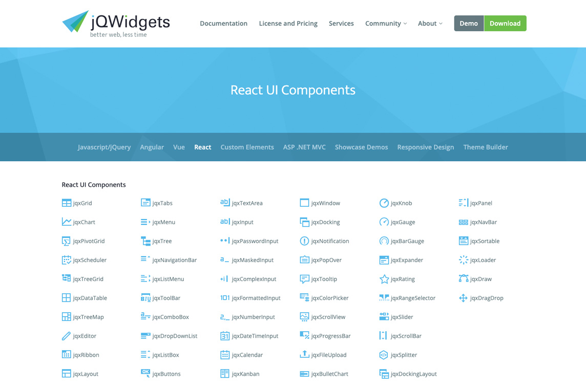JQWidgets React.js