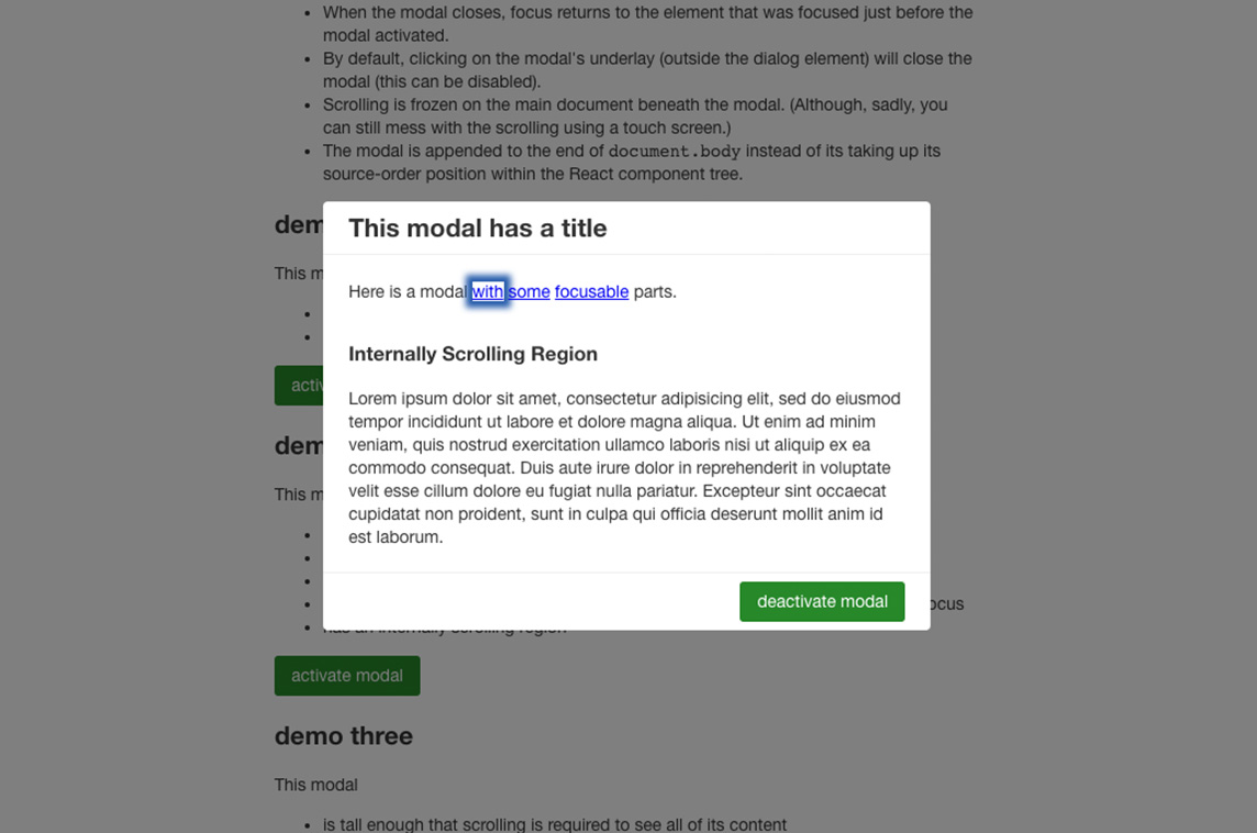 React Aria Modal