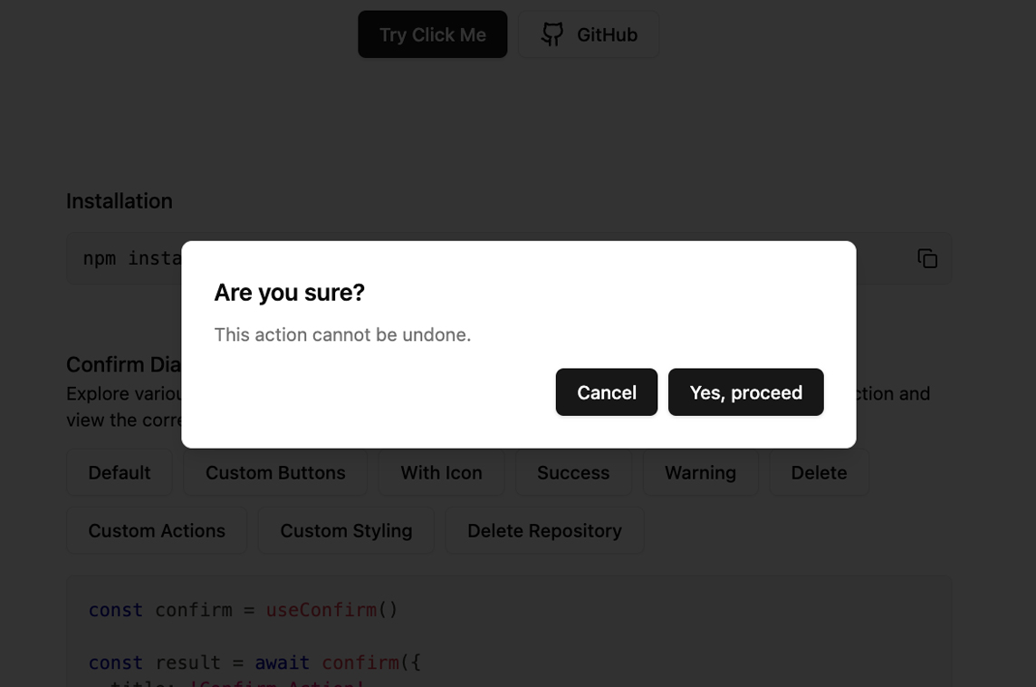 React Confirm Dialog
