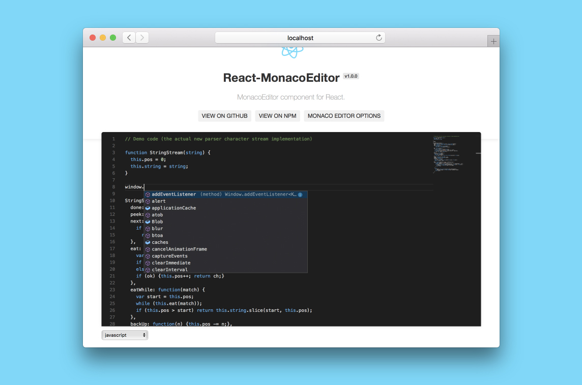 React MonacoEditor