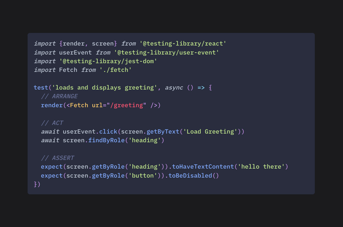 React Testing Library