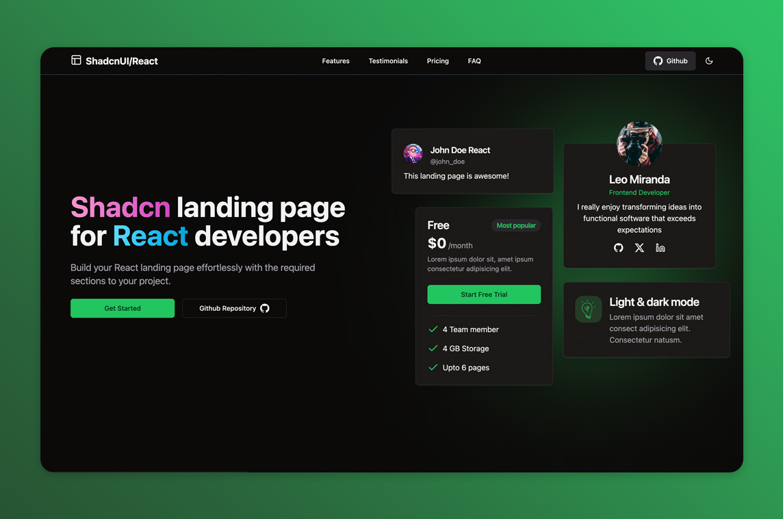 Shadcn Landing Page