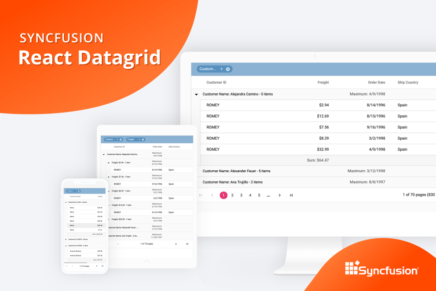 Syncfusion React Data Grid