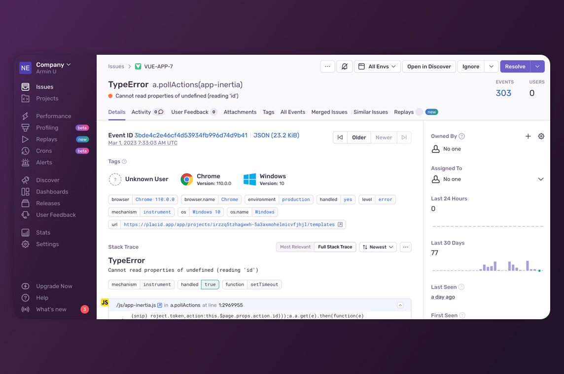 Sentry for Vue