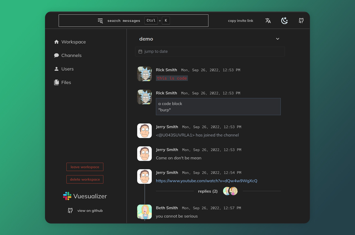 Slack Vuesualizer
