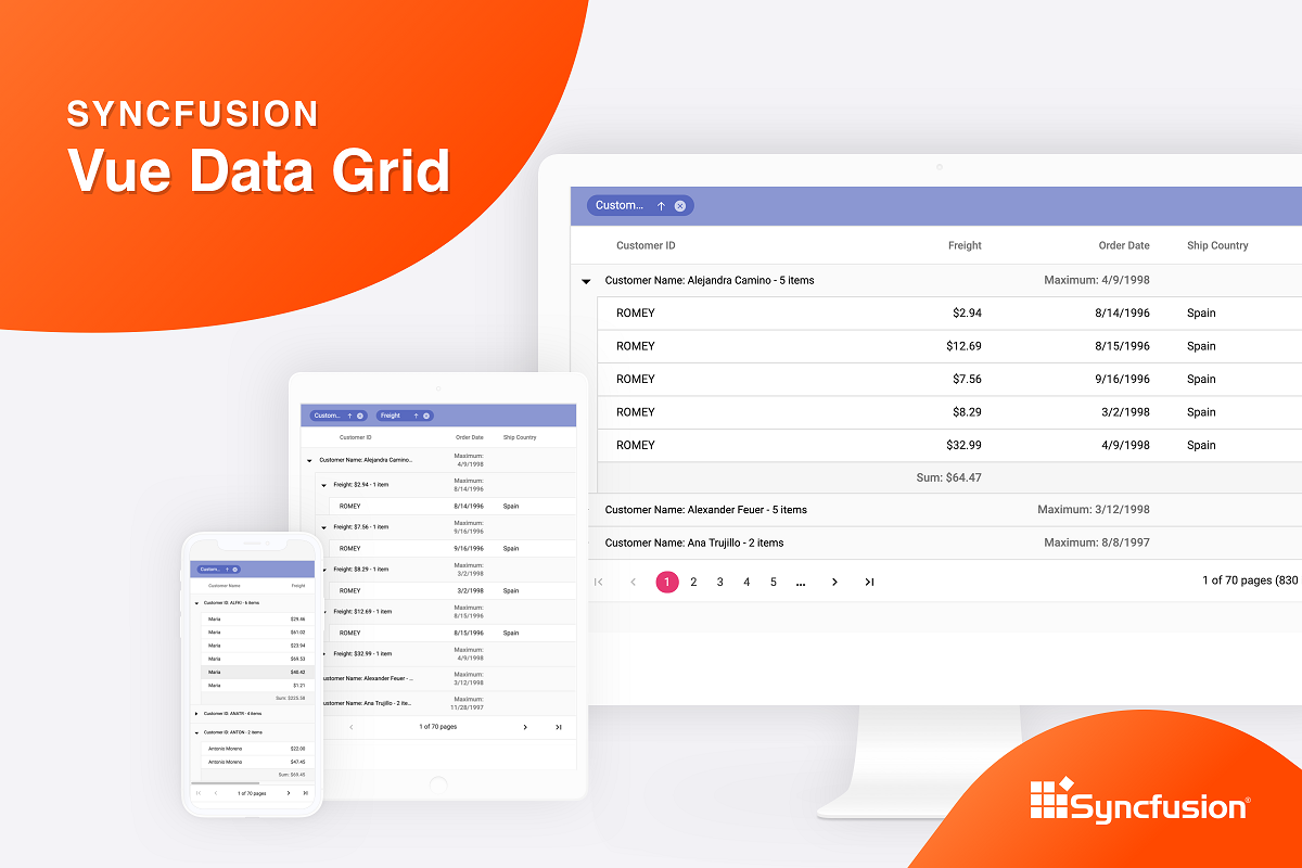 Syncfusion Vue Data Grid