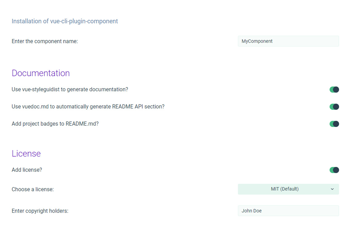 Vue CLI Plugin Component
