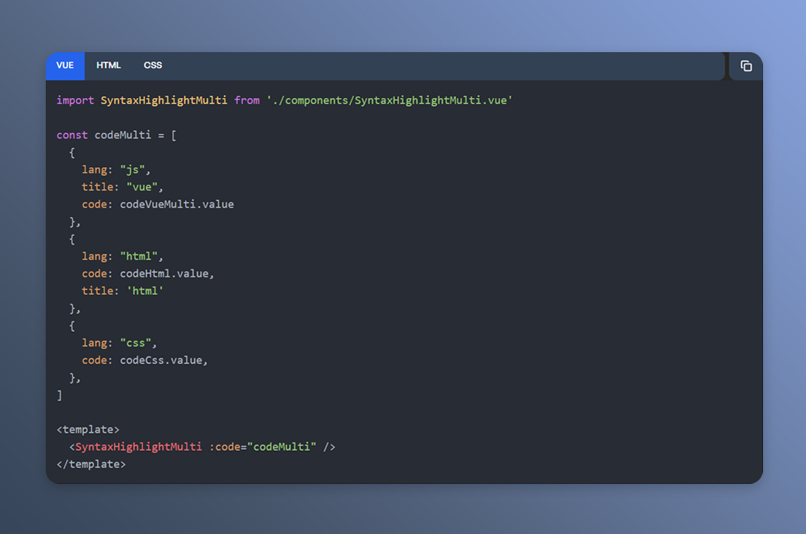 Vue Code Highlighter