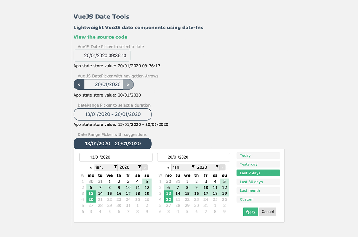 Vue Date Tools