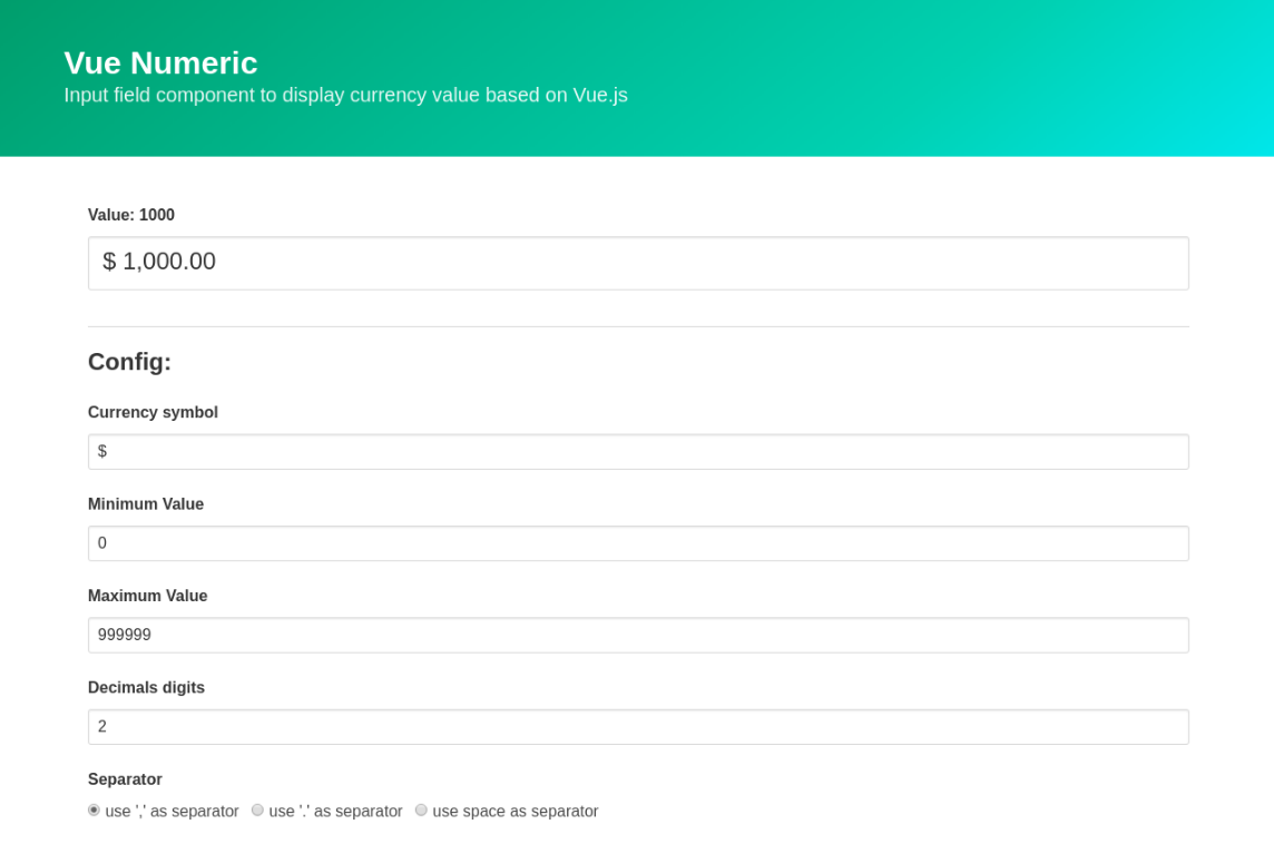 Vue Numeric