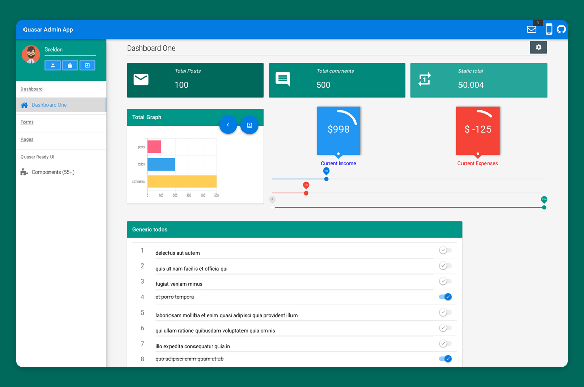 Vue Quasar Admin Example