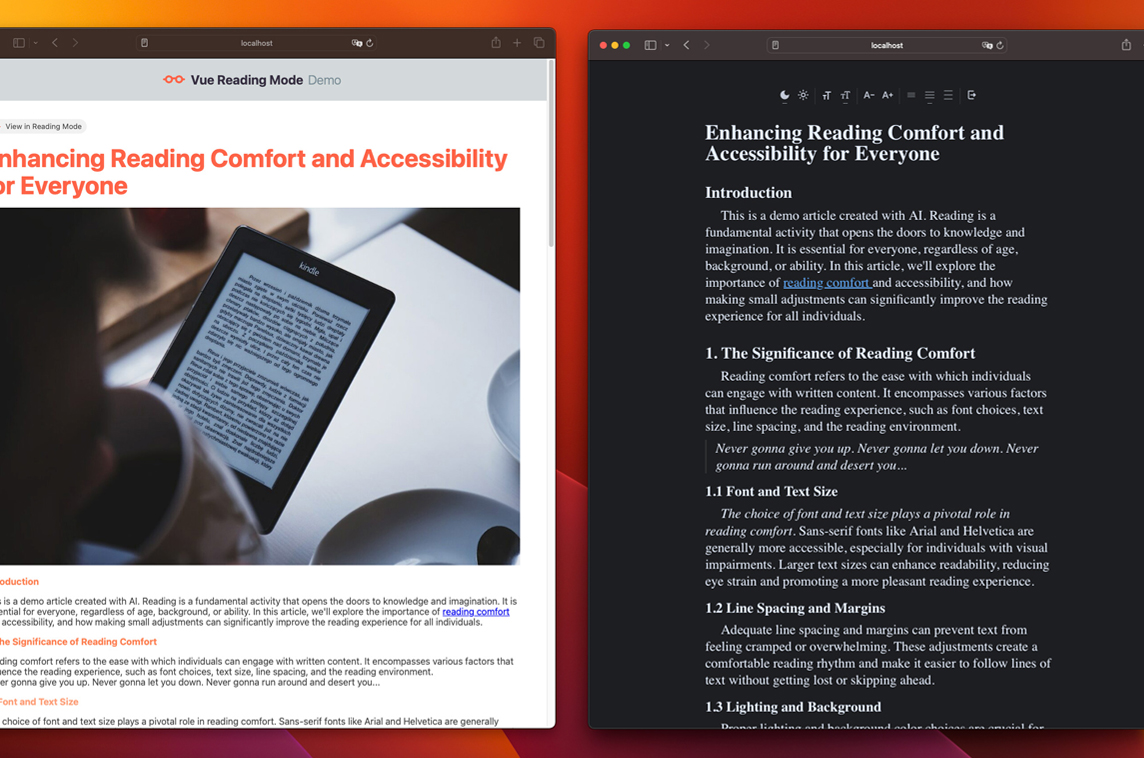 Vue Reading Mode