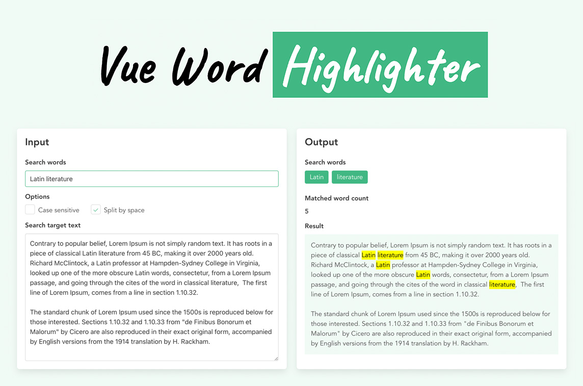 Vue Word Highlighter