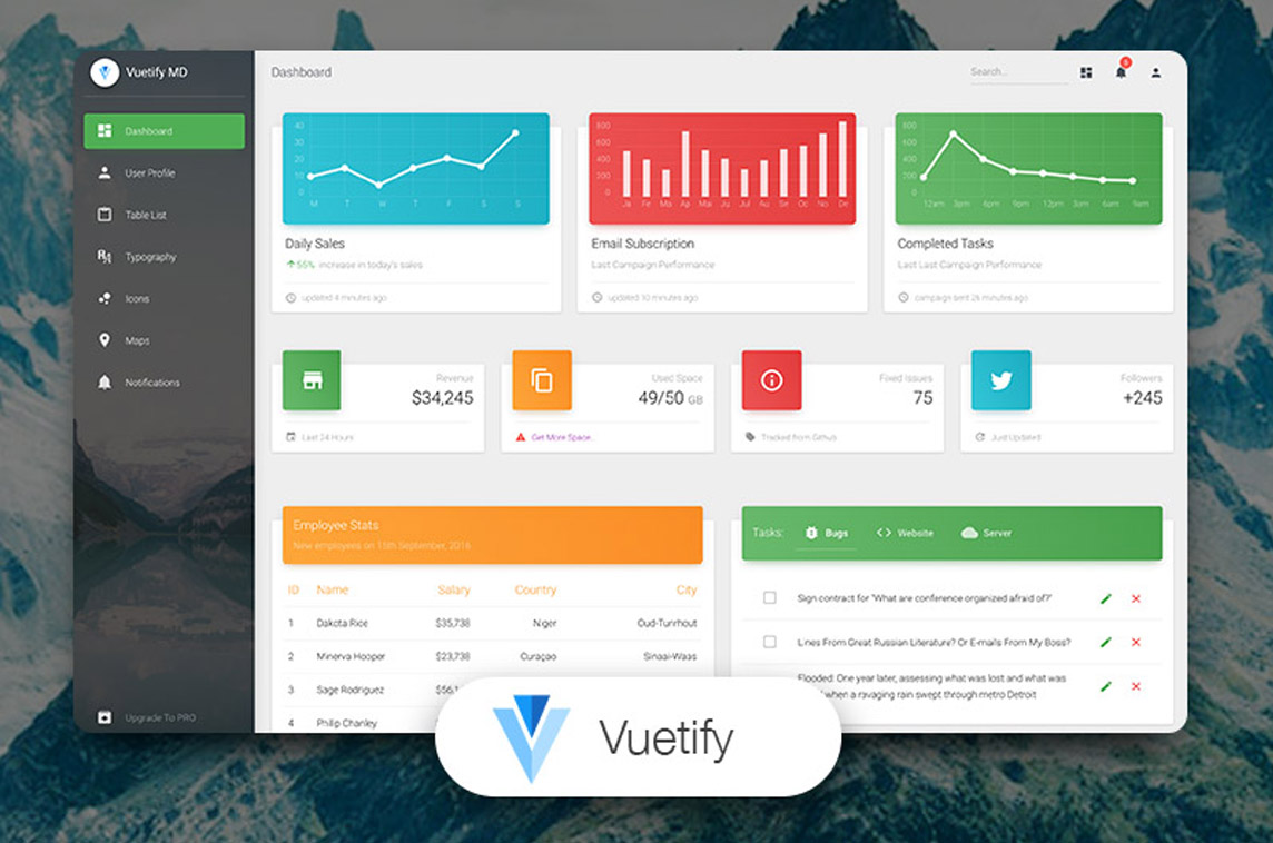 Vuetify Material Dashboard