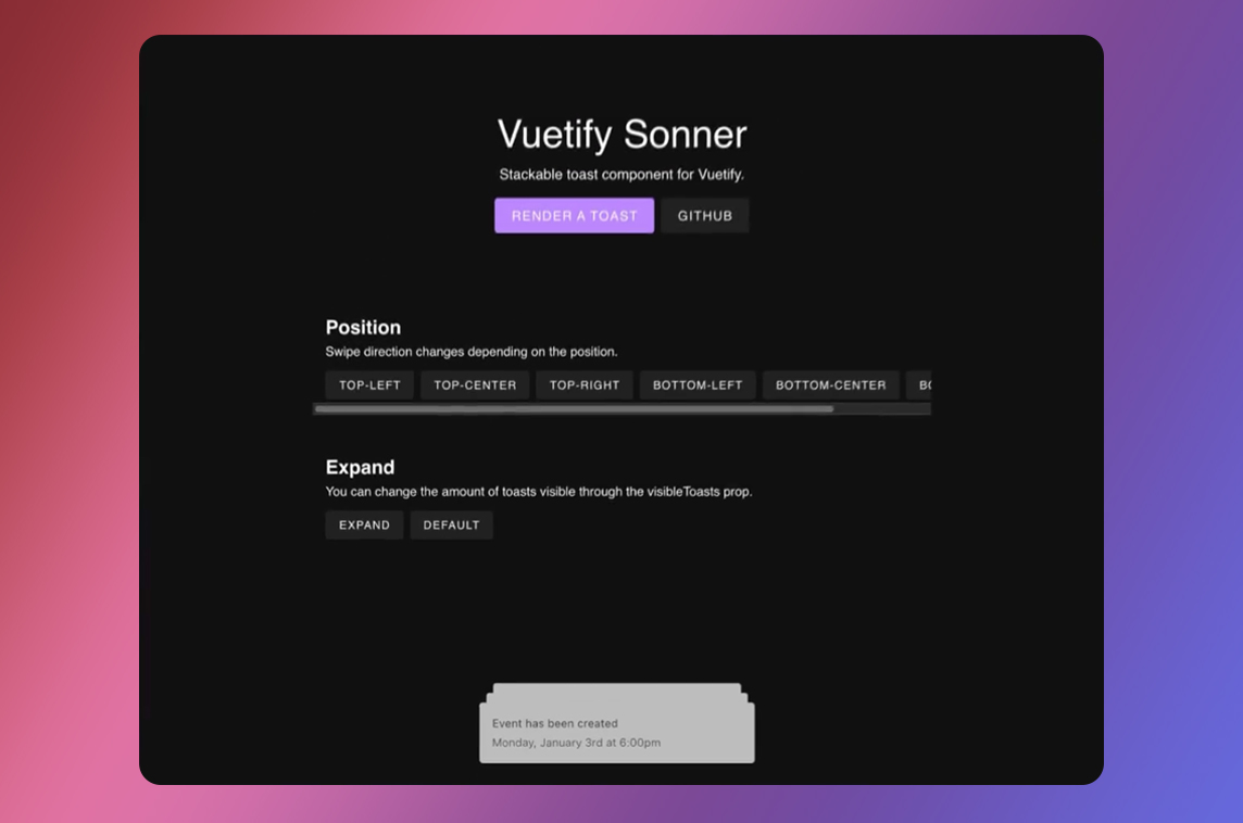 Vuetify Sonner